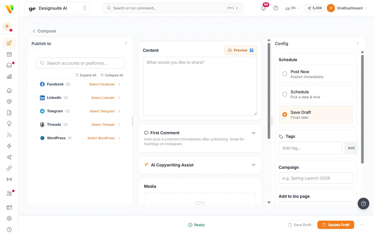 The composer publishing to 20 platforms
