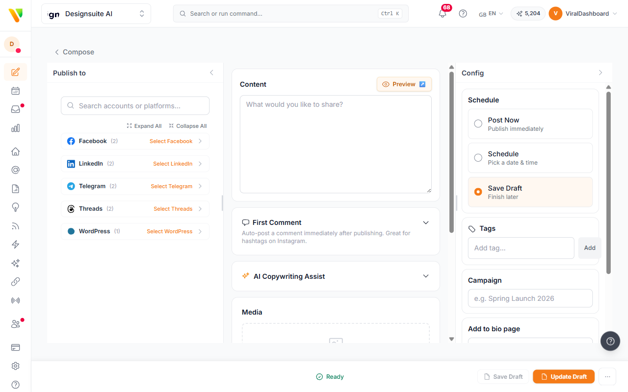 The composer publishing to 20 platforms